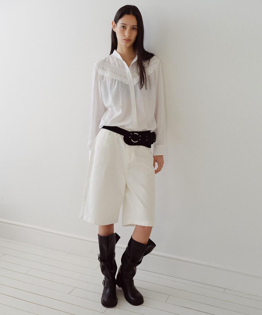 EN OR Cotton Lace Tuck Blouse - White