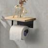Black Loft Toilet Paper Holder Hanger with Bamboo Shelf Adhesive