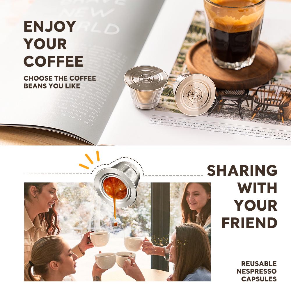 Многоразовые кофейные капсулы iCafilas для кофемашин Nespresso Фильтры для кофе из нержавеющей стали Эспрессо с крема Кофеварка Чайная посуда
