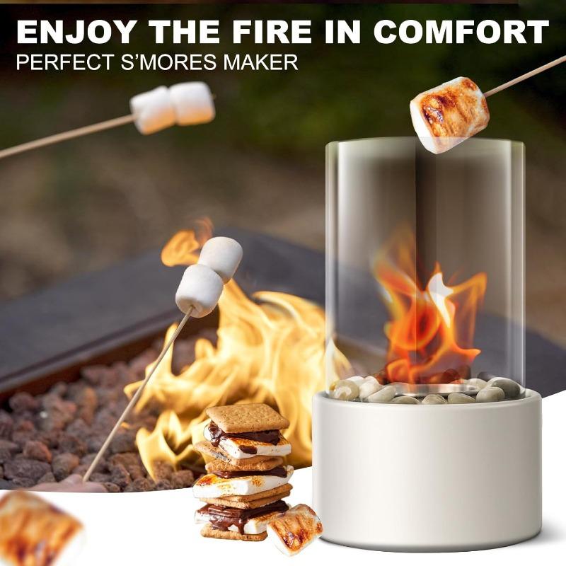 Portable Tabletop Mini Fireplace with Cobblestones for Modern Home Decoration, Gift for Birthday, Gatherings & Weddings