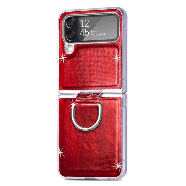 Для Samsung Galaxy Z Flip 4 Роскошный чехол Aurora с цветным кольцом для девочек и женщин с лазерным градиентом, мягкий чехол TPU с защитой от падения