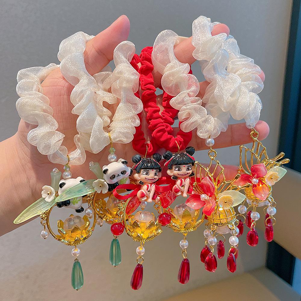 Нежа Панда Рождественские резинки для волос и повязки на голову для девочек - Мультяшные аксессуары для волос без повреждений