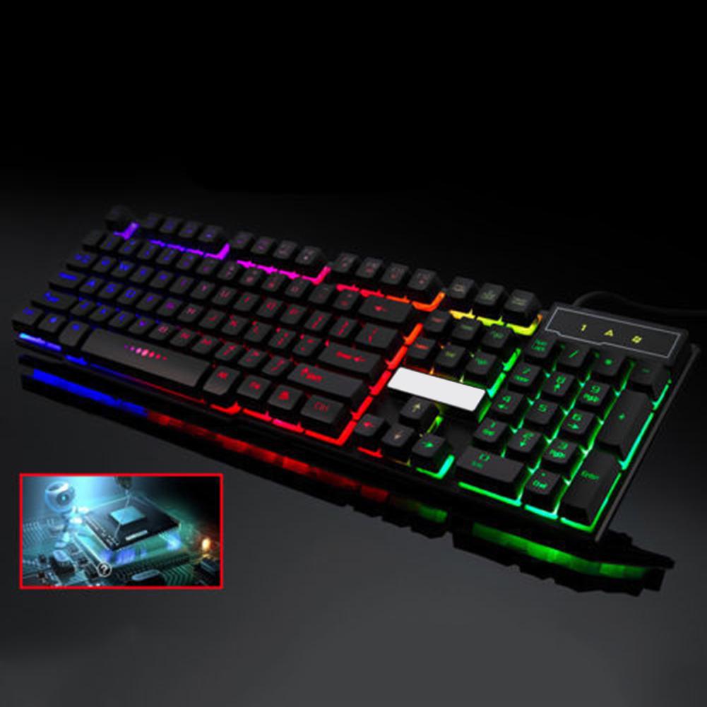 Красочная радужная светодиодная подсветка Проводная USB-клавиатура для настольных игр