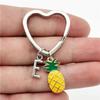 26 Letters Initial Pineapple Keychain Heart Keyring Pineapple Pendant Jewelry Fruit Charms Best Friends Keychain Gifts