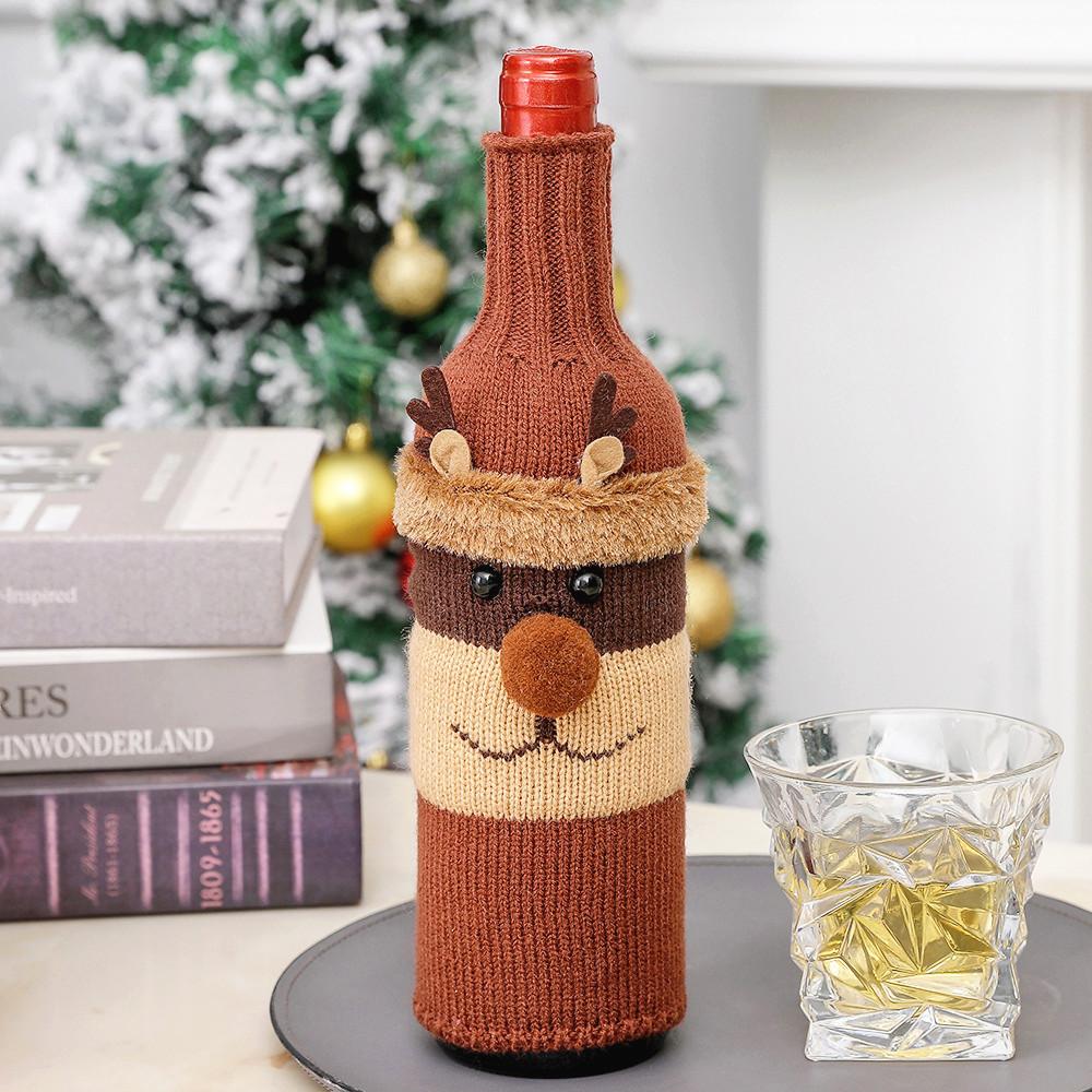 Cute Handmade Christmas Sweater Wine Bottle Cover,for Christmas Decorations XMAS Gifts Navidad 2025 Party Decorations