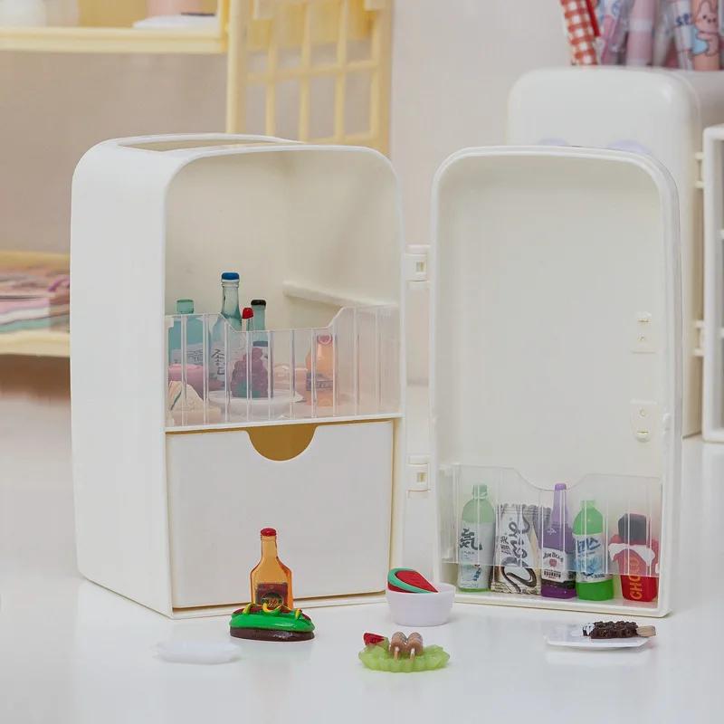 Multi Functional Cute Refrigerator Shaped Pen Holder Cartoon Creative Desktop Storage Makeup Brush Office Desktop Supplies