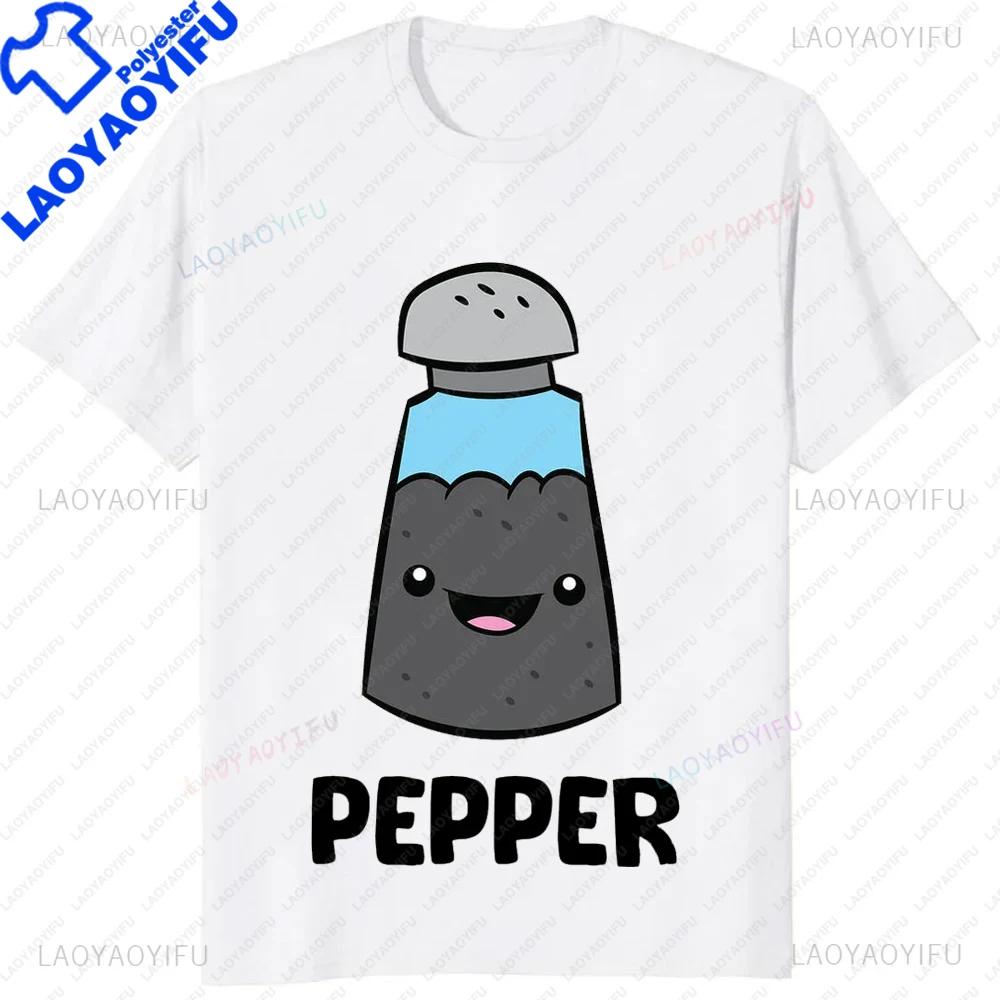 Salt Costume Matching Pepper and Salt Couple T-Shirt Casual Streetwear Fashion Hip Hop Tshirt Kawaii Cartoon Y2k Tees