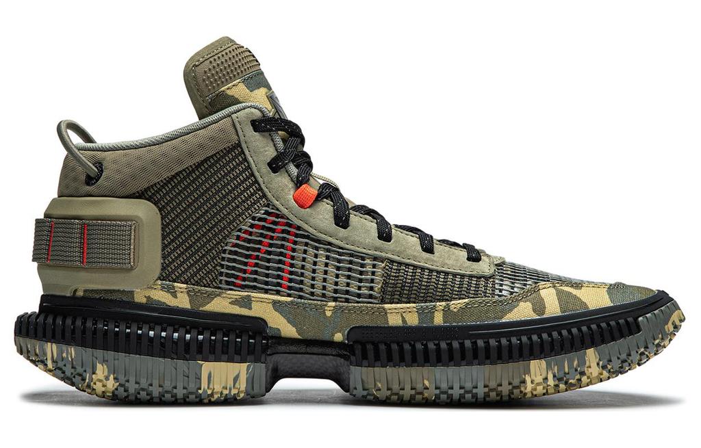 Li Ning Badfive 3 Ultra Camouflage Flat Cushioning Slip Resistant Lightweight Mid top Basketball Shoes Men's Green ABFS011-20