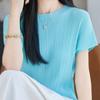 Navava Women Thin Ribbed Round Neck Short Sleeve Knit Tee Nk3718