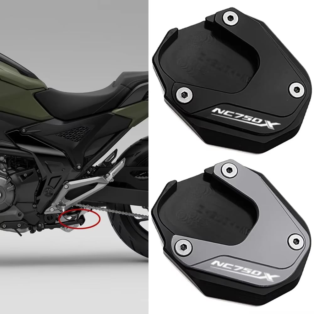 ДЛЯ 2025 NC750X NC 750X NC750 X 2021-2025 Мотоциклетная подставка Боковая подставка Расширительная площадка Плата усилителя nc750x nc 750x (черный)