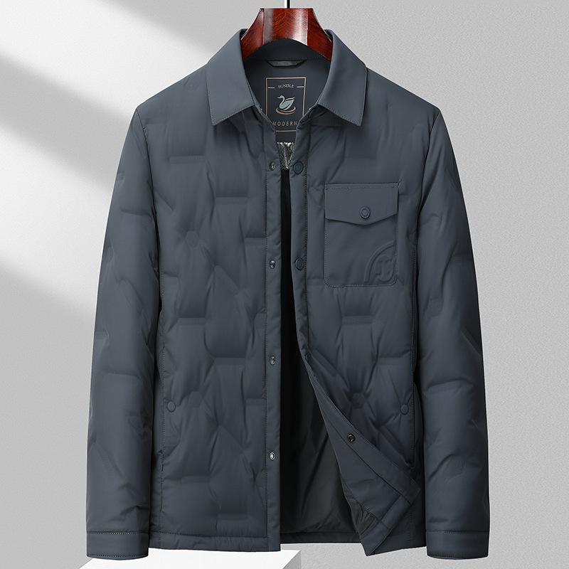 Куртка на гусином пуху с воротником-стойкой в рабочем стиле, мужская деловая повседневная куртка на гусином пуху, устойчивая к холоду
