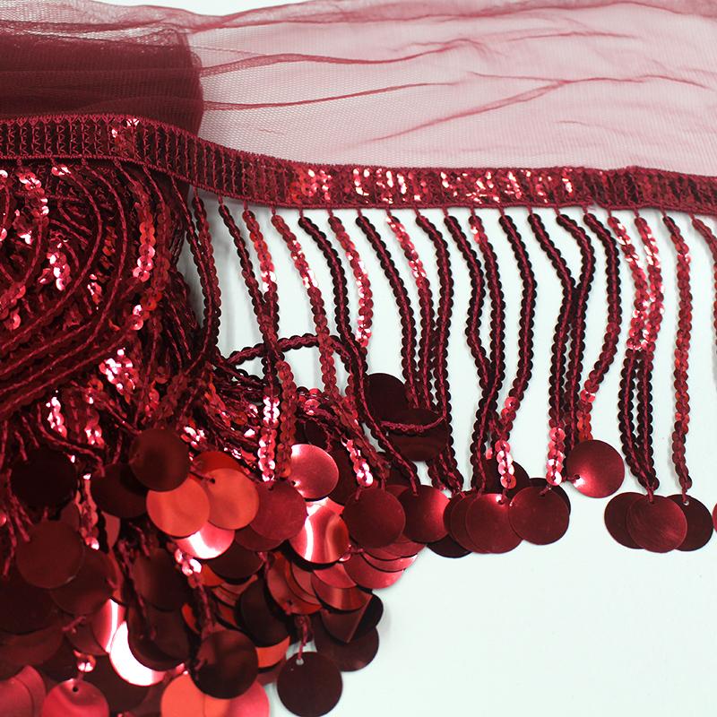 Lucky 15 cm 10 Yards Per Roll Sequin Fringe Latin Dancing Sequence Trimming Beads Tassel Round Sequin Belt Fringe Dance