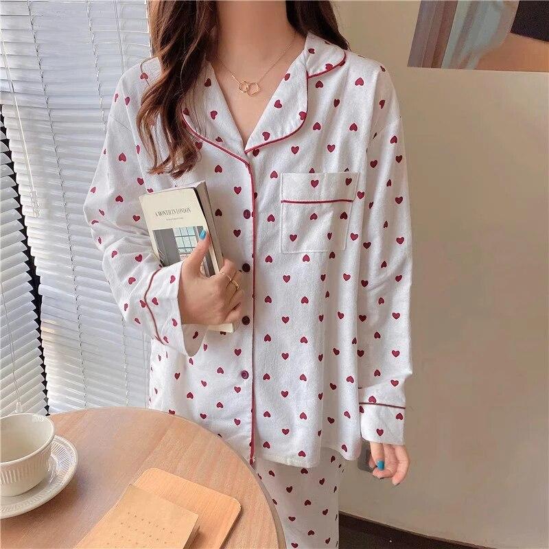 Korean Style Spring Autumn Rest Pajamas for Women Fashion Long Sleeve Pants High Grade Elegant Comfortable Lapel Loungewear