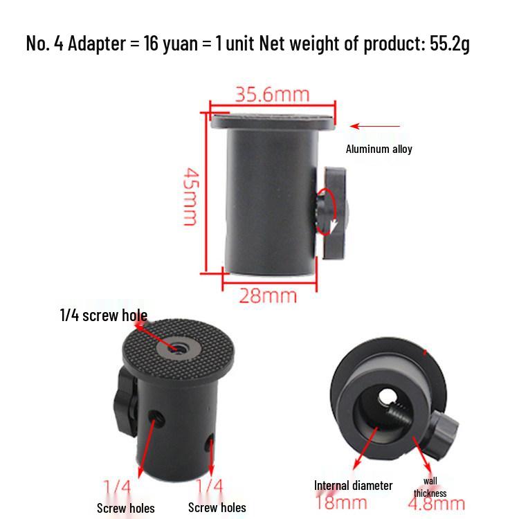 Live Broadcast Photography Light Stand Adapter – 1/4" Screw Tripod Bracket for Background and Horizontal Pipe Conversion.