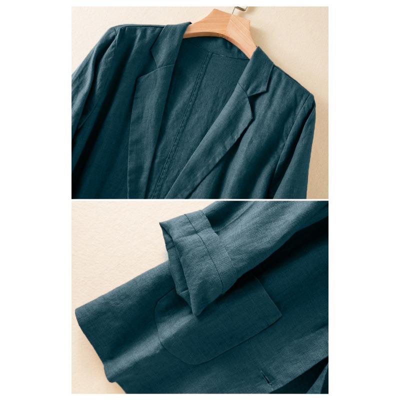 Women S Casual Long Sleeve Short Blazer Ladies Cotton Linen Jacket