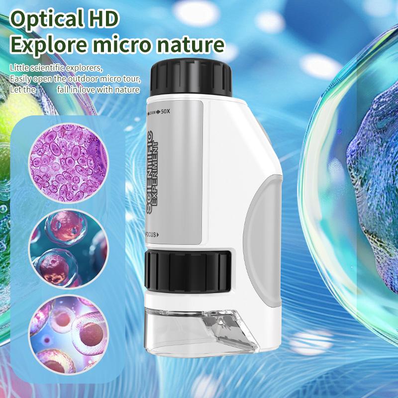 Portable Microscope Zoom 50X-300X,Handheld Mini Microscope Science Toys,Led Pocket Microscope,Little Scientist Microscope