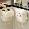 Wall Mounted Trash Can with Cute Cartoon Face Design Quiet-Close Lid,Waterproof Slim-Fit Space Saving for Kitchen Bathroom