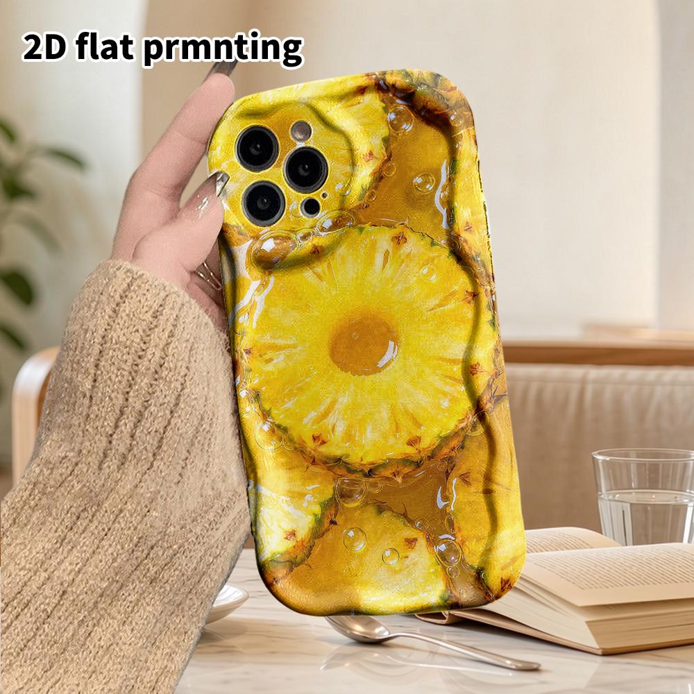 Phone Case: 2D flat design suitable for iPhone 18 17 16 15 14 13 Pro film protective case, couple style, pineapple slice, Christmas and Halloween holi