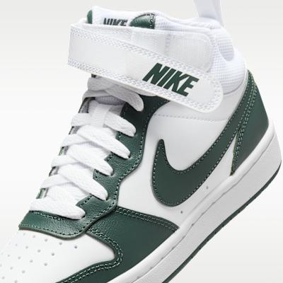Детские кроссовки Nike Court Borough Mid 2 Белые с Винтажным Зеленым (GS) Белый/Винтажный зеленый