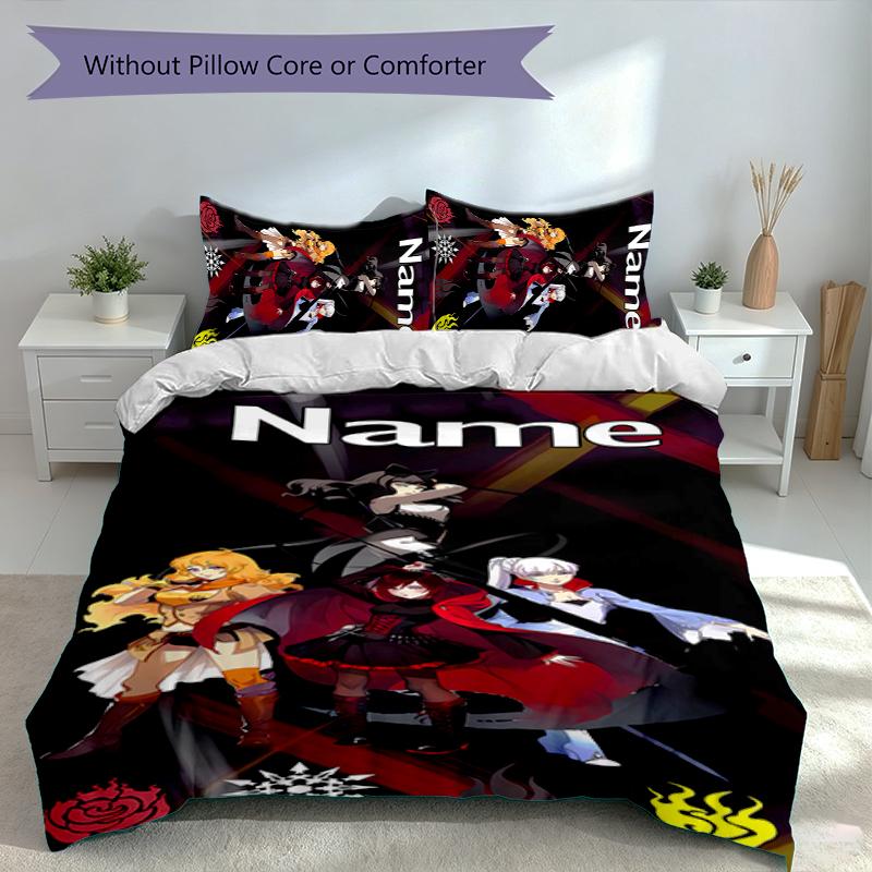 3pcs Custom Name RWBY Volume Bedding Set,Includes 1 Duvet Cover and 2 Pillowcases,All-season Bedroom Decor