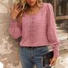 Женская кружевная модная рубашка с круглым вырезом и пышными рукавами