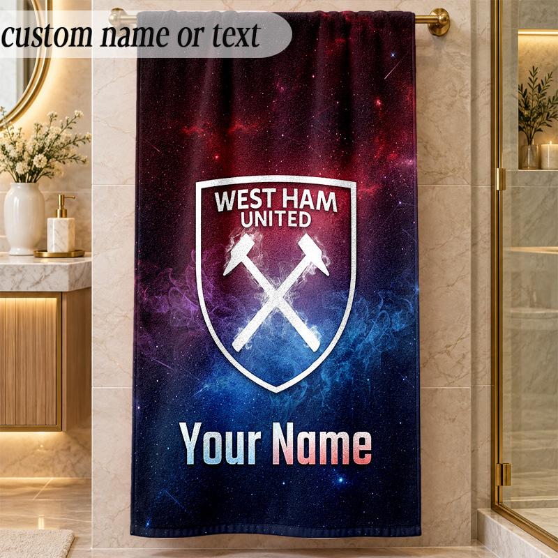 Beach TowelWest Ham United FC Custom Name Text Personalized Soft Towel for Beach Pool Indoor Home Decor Gift
