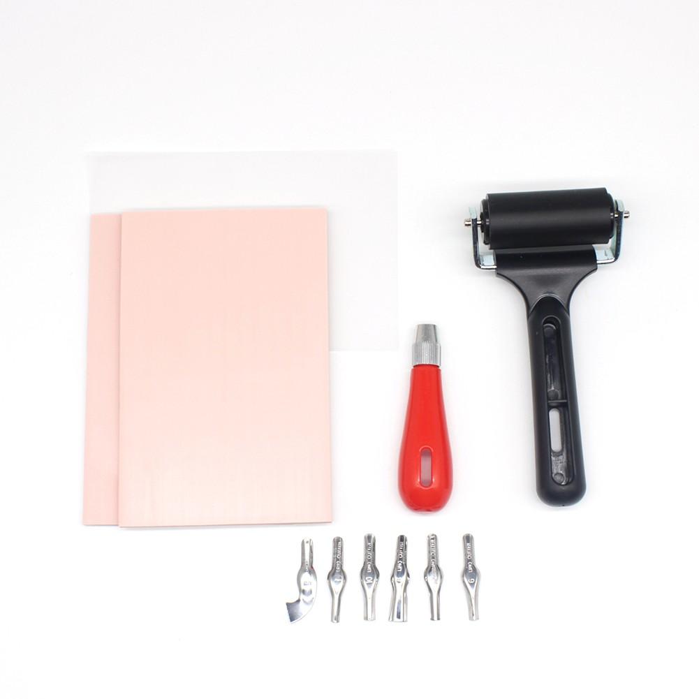 Linoleum Cutter With 6 Blades Black Making Kit Pink