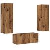 Wall Mounted TV Cabinets (Set of 3) Rustic Wood Effect Engineered Wood