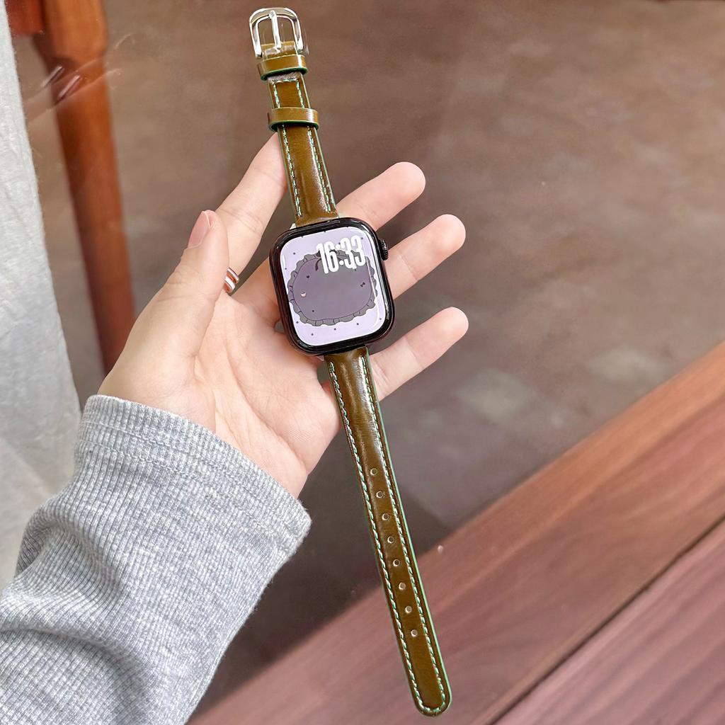 Премиальный кожаный ремешок с масляной отделкой для Apple Watch 49 46 45 44 42 41 40 мм Подарок девушке для всех моделей IWatch S11 S10 S9 S8 S7