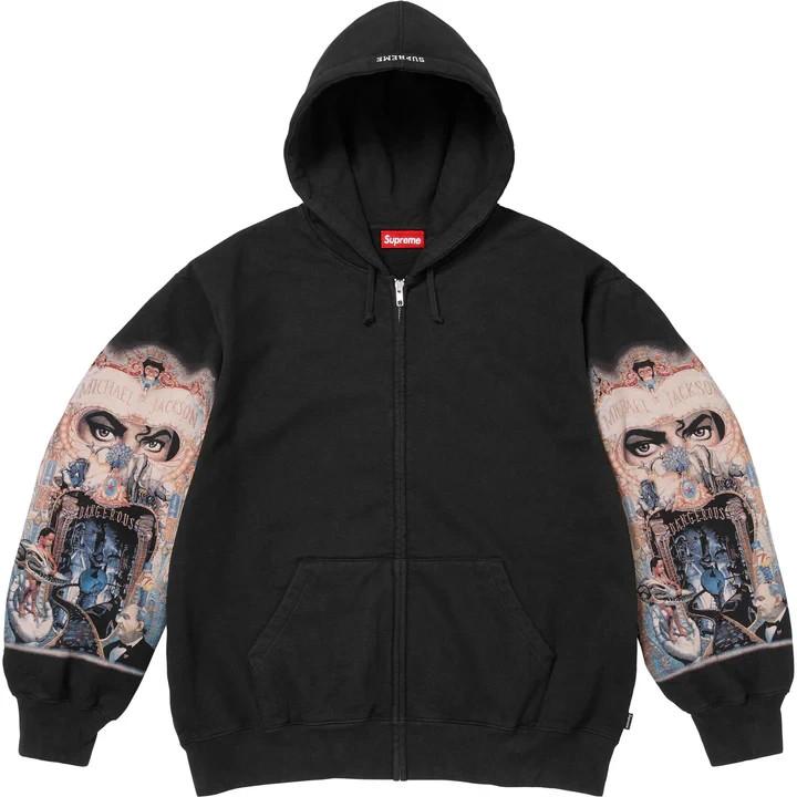 Supreme Толстовка с капюшоном на молнии Michael Jackson Dangerous Черная