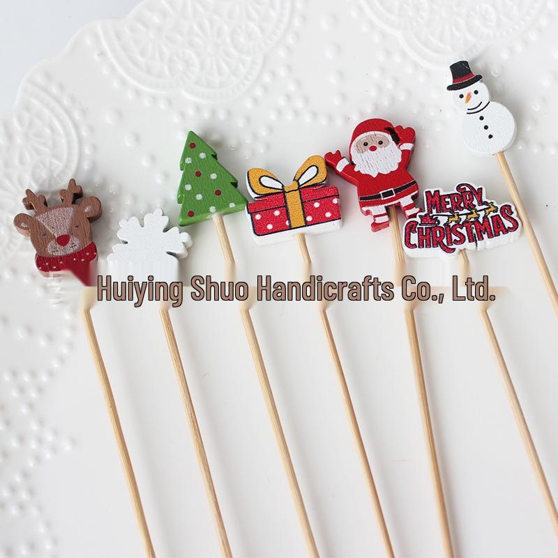 Бамбуковые шпажки для рождественских коктейлей и фруктов с Санта-Клаусом