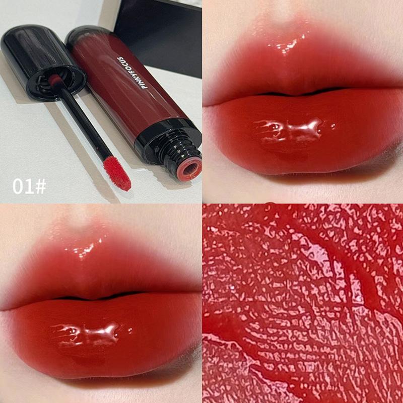 Lip Glaze Mirror Light Water Moisturizing Nonstick Cup Highly Pigmented Red Liquid Lipstick Lip Tint Makeup Cosmetics