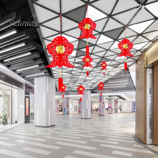 2 шт., китайский новогодний кулон-фонарь с благословляющими словами, Год Дракона, удача, сцена, орнамент, фетровая ткань, красный фонарь, праздник