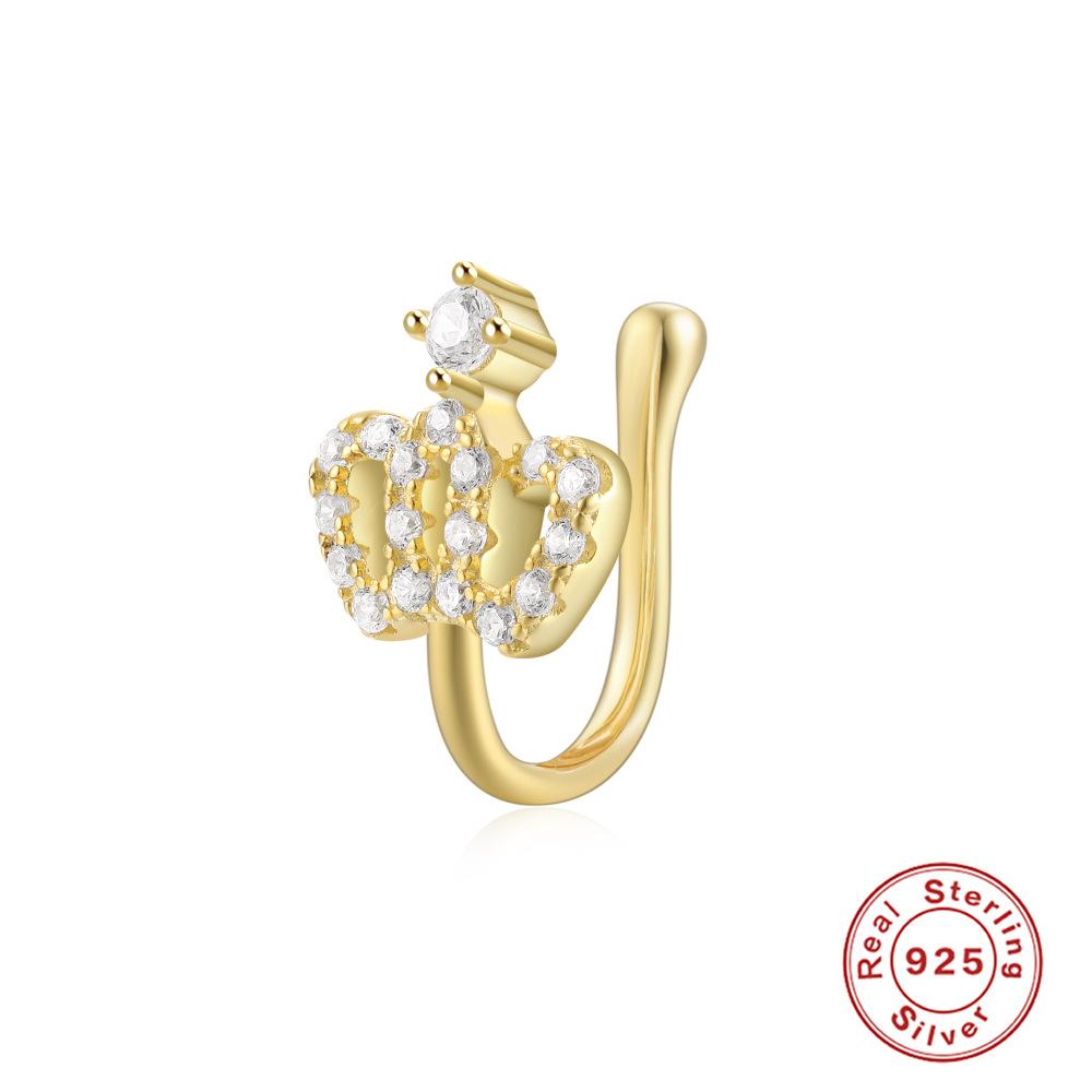 S925 Sterling Silver Geometric Water Drop Lightning Diamond Nose Ring Creative Nose Cuff Piercing Jewelry