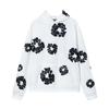 Unisex Oversized Cotton Hoodie Jogger Set With Floral Print Warm Fleece Lined Streetwear Outfit Winter