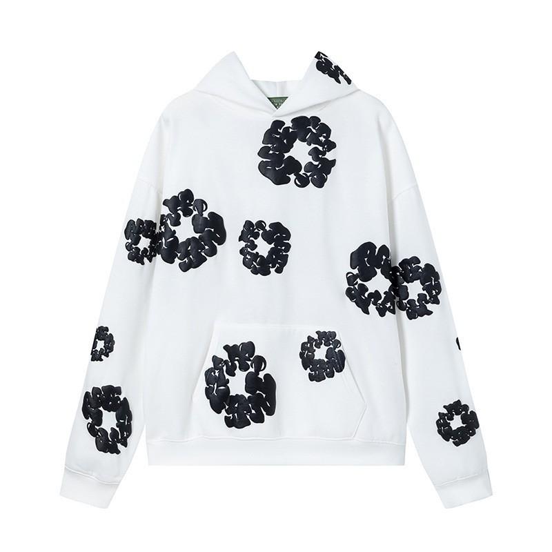Unisex Oversized Cotton Hoodie Jogger Set With Floral Print Warm Fleece Lined Streetwear Outfit Winter