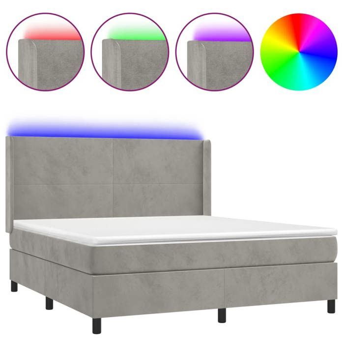 Maison Exclusive - Sommier à lattes de lit matelas et LED Gris clair 180x200 cm
