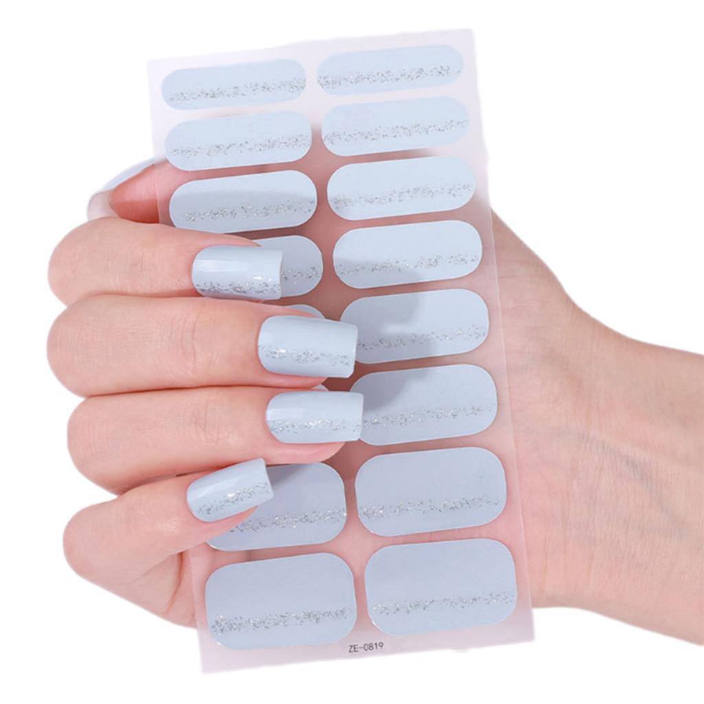 French Tip Gels Nail Strips Glittering Gels Nail Sticker Lovely Nail Polish Strips Gels Nail Wrap Nail Art Sticker