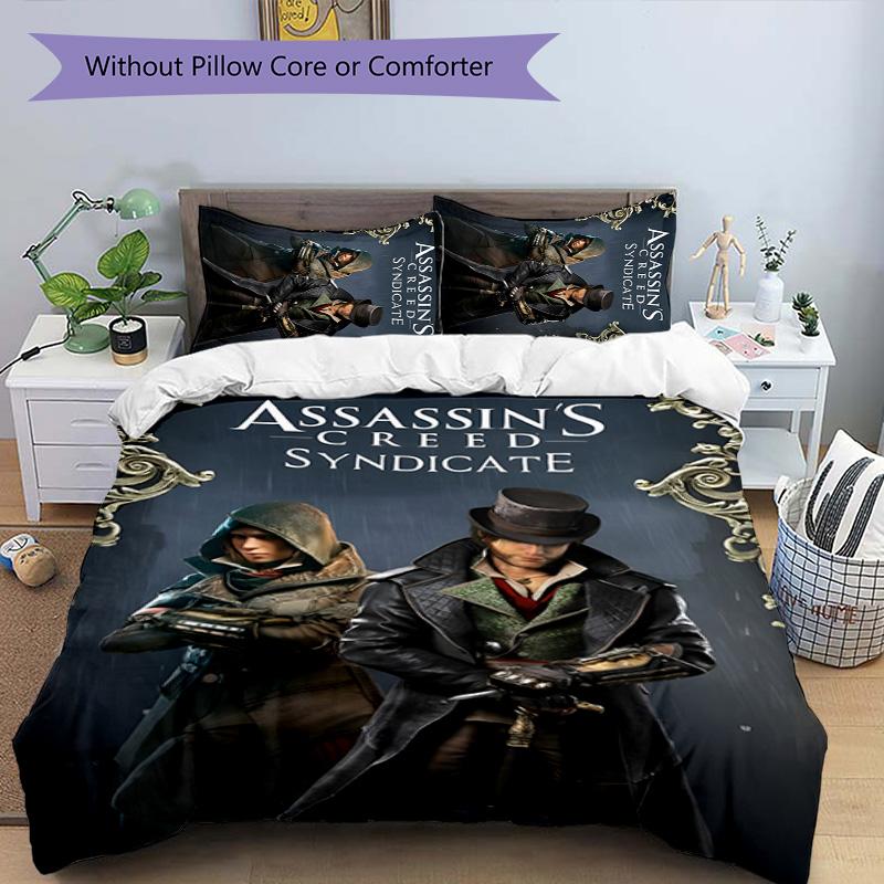 3pcs Assassin's Creed Design Cover Set - HD Printed Bedding with 1 Cover and 2 Pillowcases - Perfect for Home and Dorm Decor
