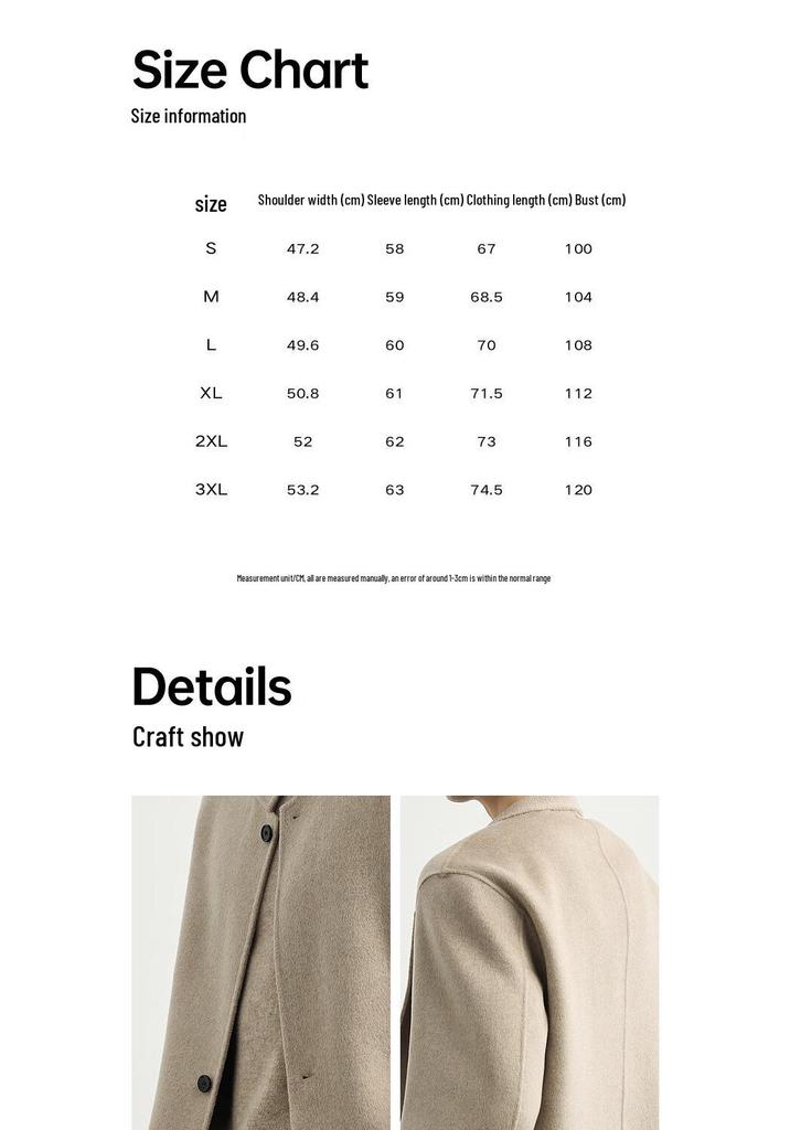 Men's New Chinese-Style 100% Wool Double-Sided Stand-Collar Suit Jacket