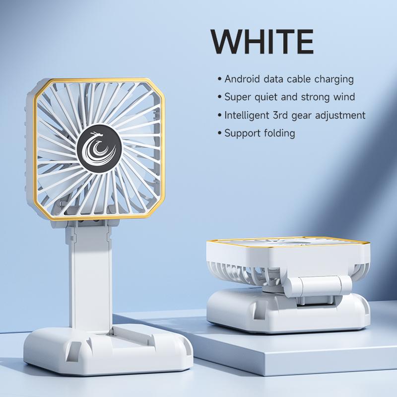 MINI Fan Foldable Desktop Fan Third Gear Adjustable Neck Fans Portable USB Recharge Outdoor Air Conditioner with Phone Holder