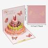 1pc Colorful Handmade 3D Birthday Greeting Card with Butterfly Cake Design - Foldable Pull-out Inner Card for Custom Wishes