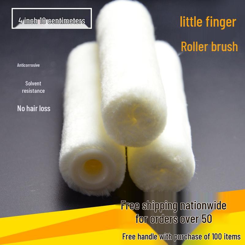 4'' & 6'' Mini Finger Roller Brush Set for Trim and Repair with Wool Roller Holder for Latex Paint