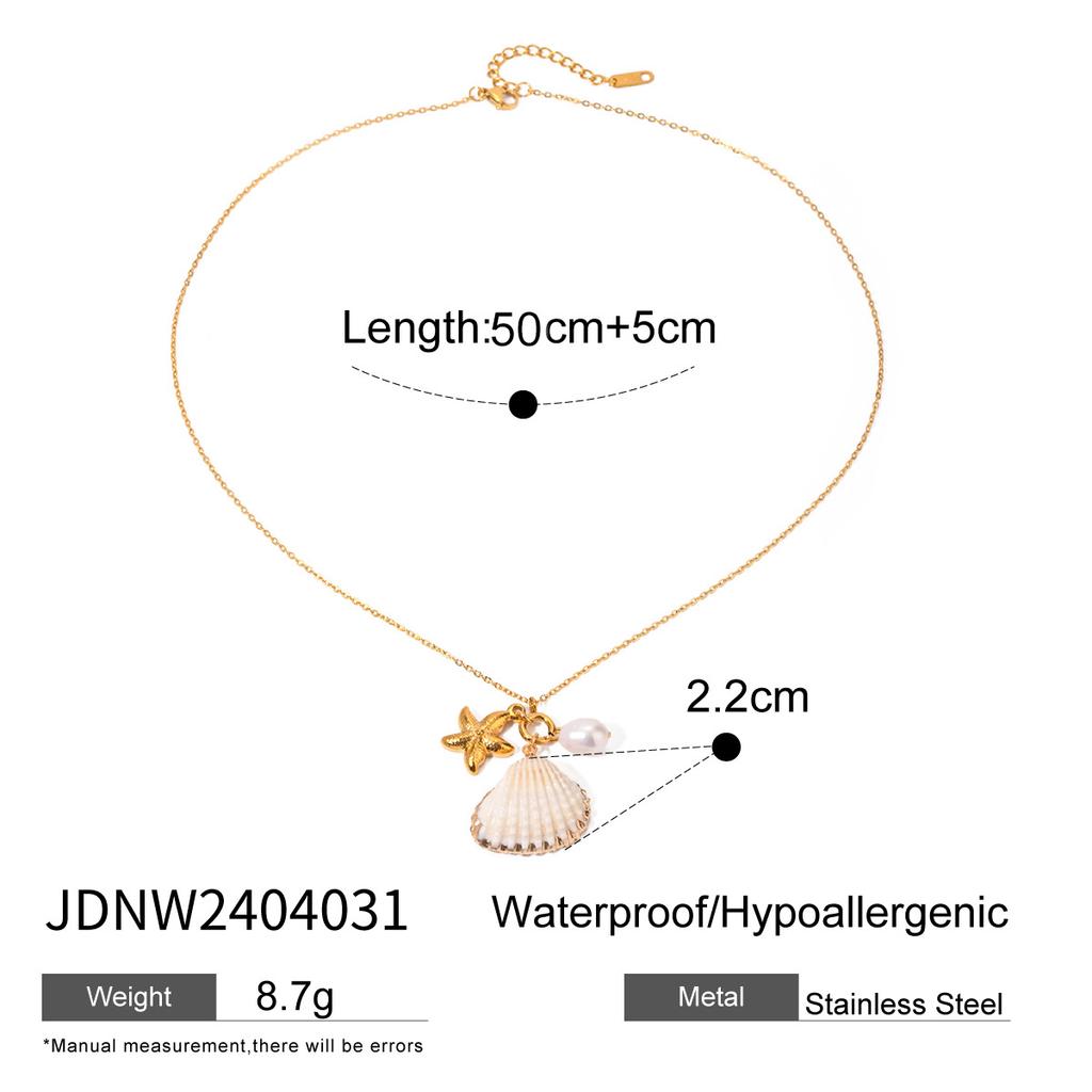 2025mother's Day Gifts Fashion Summer Jewelry Sets Dainty Stainless Steel Trendy Ocean Charms Starfish Shell Necklaces for Women