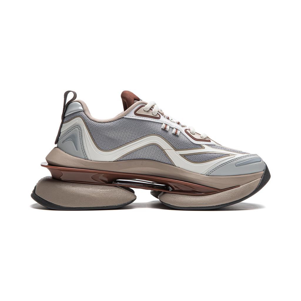 Li Ning Project* Ling Kong Shock Absorption Non-Slip Wear-Resistant Low-Top Casual Shoes Women Sneaker Gray White AGCU260-3