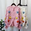 Тяжелая промышленность трехмерный цветочный свитер куртка женская 2025 осень и зима новая корейская версия свободный дизайн нишевый вязаный кардиган