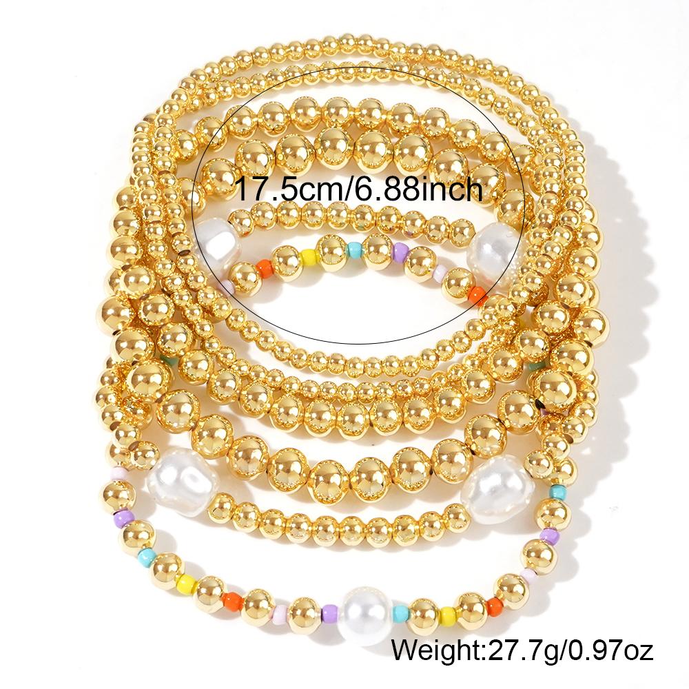 XimangLuxury Copper String Bead Pearl 12/O Color Domestic Rice Bracelet Set With Design