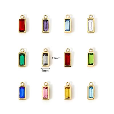 1 шт. Шармы со знаком зодиака из нержавеющей стали 304, Позолоченные 14K, Прямоугольные мини-подвески с кубическим цирконием Для изготовления украшений своими руками