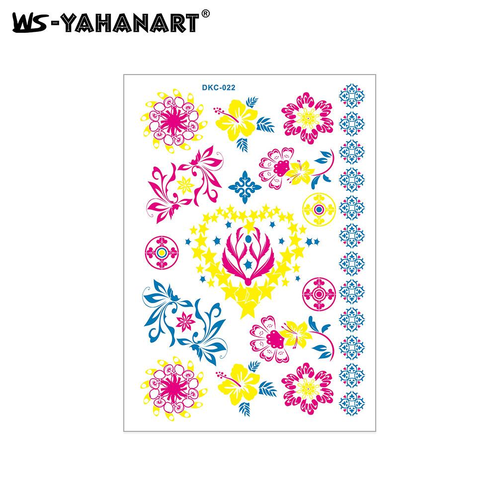 Креативная флуоресцентная наклейка-татуировка на руку с цветком, водонепроницаемая наклейка-татуировка на руку с пером