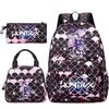 3Pcs/set Anime Kpop Printed Backpack Handbag Pencil Case for Teenger Student Girl Boy Schoolbag Kid Bookbag Large Capacity Travel Bag Gift